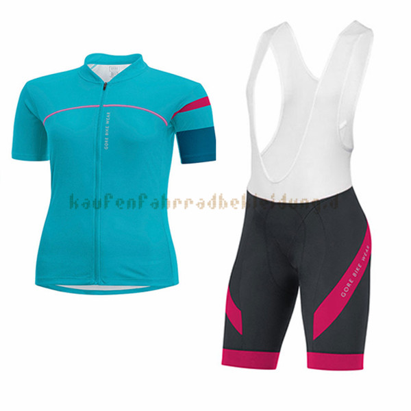 Frau Gore Bike Wear Kurzarmtrikot 2017 Und Kurze Tragerhose blauclair